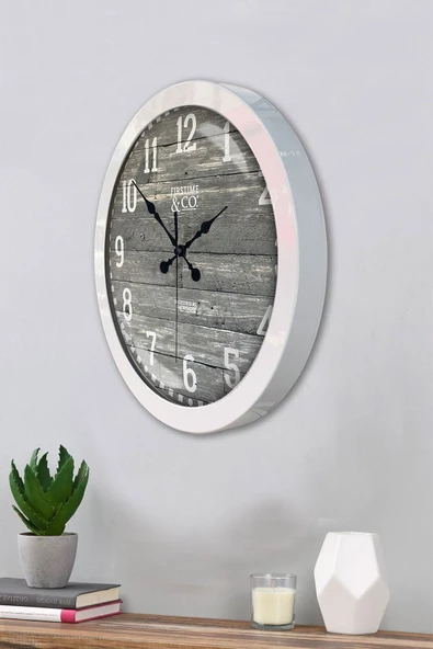 Kasva Concept Hediyelik 36 Cm Beyaz Metal Firstime Duvar Saati - 3