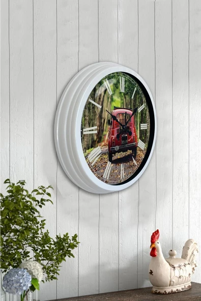 Kasva Concept Hediyelik 40 Cm Beyaz Metal Fiat 500 Duvar Saati