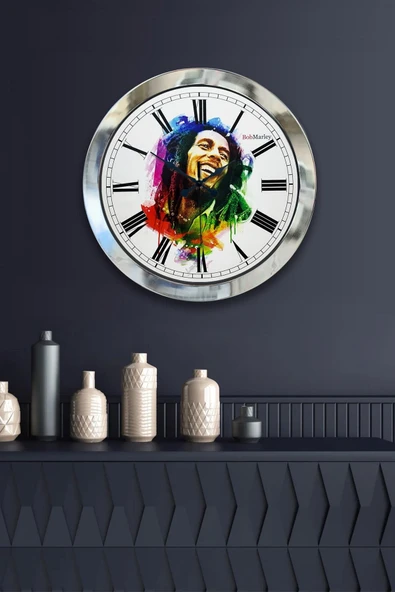 Kasva Concept 36 Cm Krom Metal Bom Marley Duvar Saati