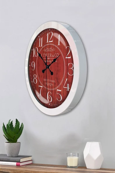 Kasva Concept Hediyelik 36 Cm Beyaz Metal Boston 2 Duvar Saati - 3
