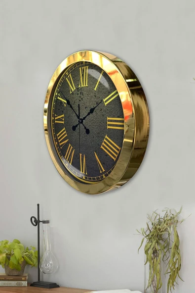 Kasva Concept Hediyelik 36 Cm Gold Metal Yellow Duvar Saati - 3
