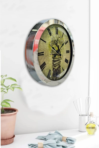 Kasva Concept Hediyelik 36 Cm Krom Metal Kitap Duvar Saati - 4