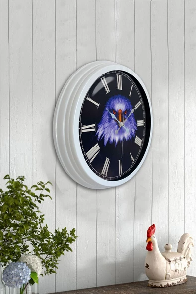 Kasva Concept Hediyelik 40 Cm Beyaz Metal Kartal Duvar Saati - 2