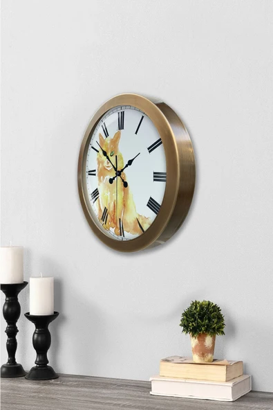 Kasva Concept Hediyelik 36 Cm Eskitme Metal Kedi Duvar Saati - 3