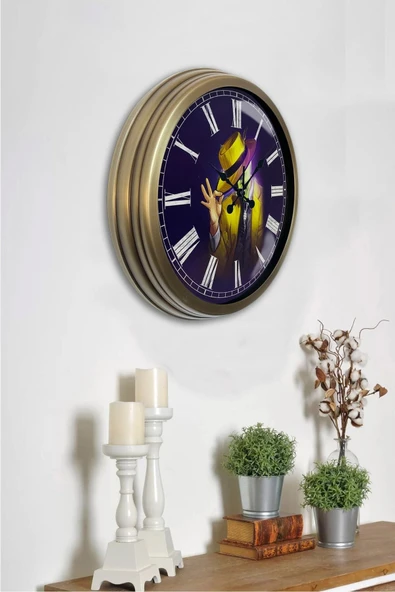Kasva Concept Hediyelik 40 Cm Eskitme Metal Maske Duvar Saati - 1