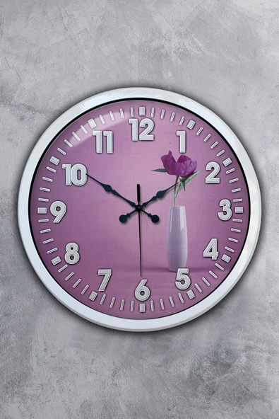 Kasva Concept Hediyelik 40 Cm Beyaz Metal Çiçek Duvar Saati