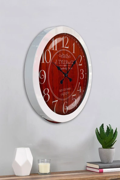 Kasva Concept Hediyelik 36 Cm Beyaz Metal Boston 2 Duvar Saati - 4