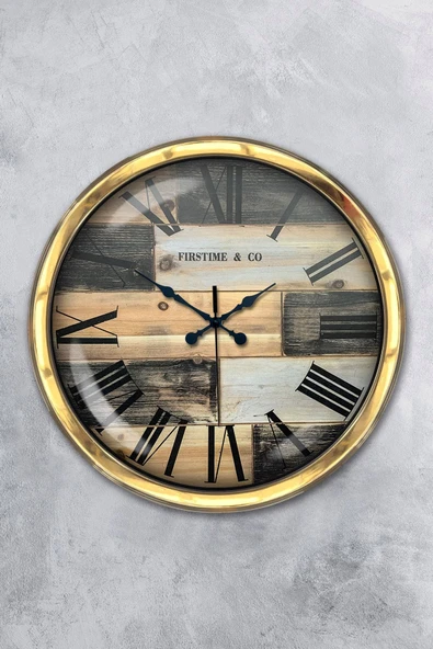 Kasva Concept Hediyelik 40 Cm Gold Metal Firstime Duvar Saati