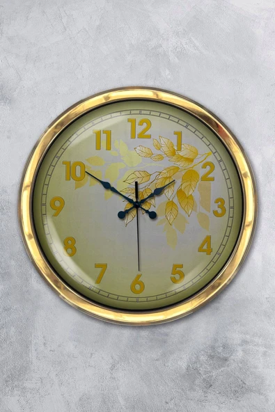 Kasva Concept Hediyelik 40 Cm Gold Metal Yellow Duvar Saati