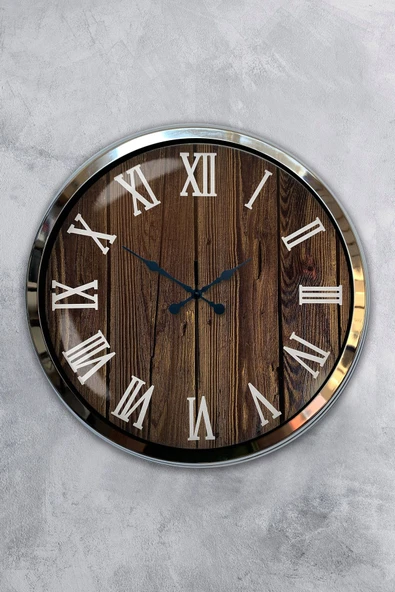 Kasva Concept 40 Cm Krom Metal Wood Duvar Saati Hediyelik - 1