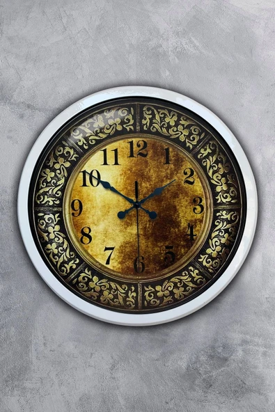 Kasva Concept Hediyelik 40 Cm Beyaz Metal Desen Duvar Saati