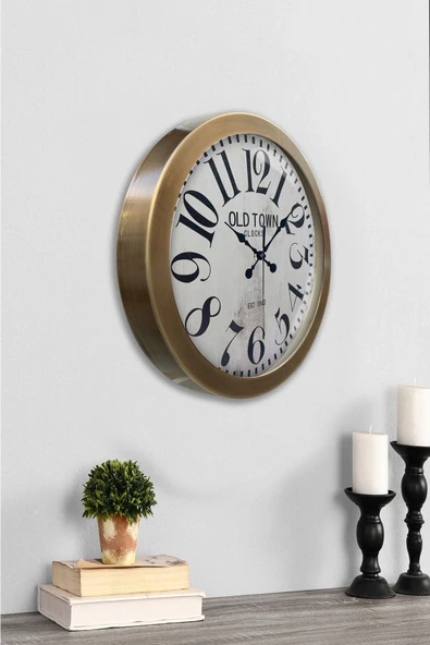 Kasva Concept 36 Cm Eskitme Metal Old Town Duvar Saati - 4