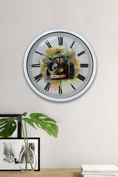 Kasva Concept Hediyelik 40 Cm Beyaz Metal Fotoğraf Duvar Saati - 4