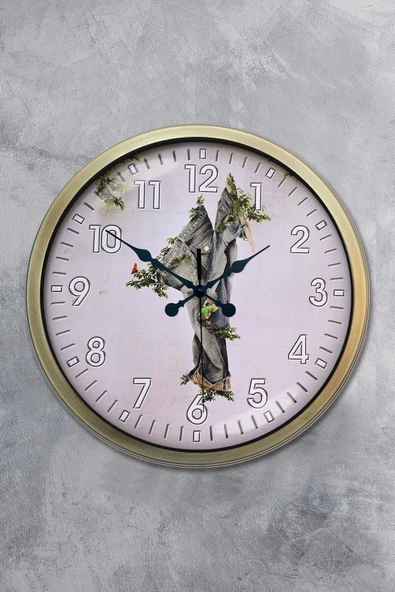 Kasva Concept Hediyelik Duvar Saati 40 Cm Metal Eskitme Renk Tekstil Modeli - 4