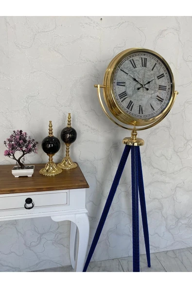 Platin Saat 150 Cm Gold Metal Ayaklı Tripod Saat - 1