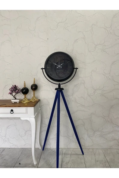 Kasva Concept 150 Cm Dekoratif Tripod Ayaklı Tüm Aksamları Metal Siyah Renk Saat - 3