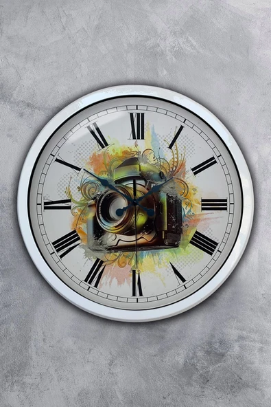 Kasva Concept Hediyelik 40 Cm Beyaz Metal Fotoğraf Duvar Saati