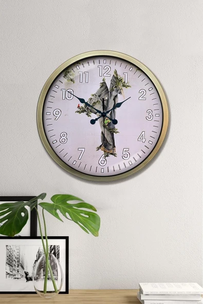 Kasva Concept Hediyelik Duvar Saati 40 Cm Metal Eskitme Renk Tekstil Modeli