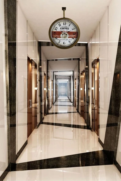 Kasva Concept Hediyelik 36 Cm Eskitme Metal Espresso Istasyon Tavan Saati - 2