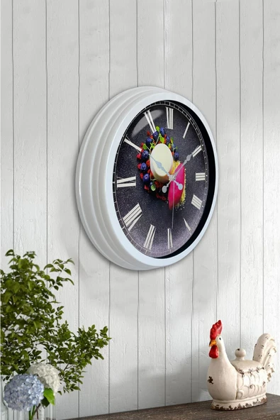 Kasva Concept Hediyelik 40 Cm Beyaz Metal Mutfak Duvar Saati - 3