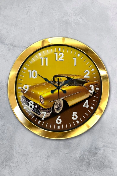 Kasva Concept 36 Cm Gold Metal Araba Galeri Duvar Saati - 1