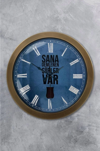 Kasva Concept 36 cm Eskitme Metal Çay Duvar Saati