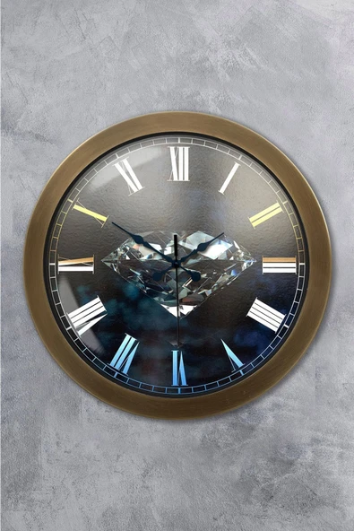 Kasva Concept Hediyelik 36 Cm Eskitme Metal Elmas Duvar Saati