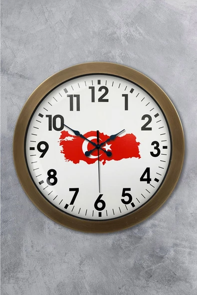 Kasva Concept Hediyelik 36 Cm Eskitme Metal Türkiye Harita Duvar Saati