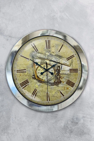 Kasva Concept Hediyelik 36 Cm Krom Metal Time Duvar Saati