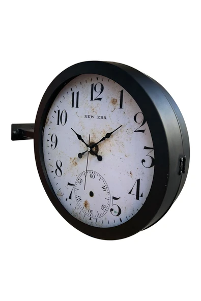 Kasva Concept Hediyelik 36 Cm Siyah Metal Antik Eskitme Istasyon Duvar Saati