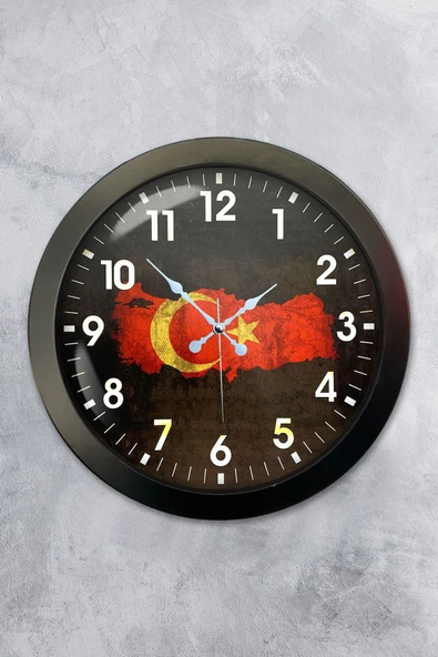 Kasva Concept Hediyelik 36 Cm Siyah Metal Türkiye Duvar Saati
