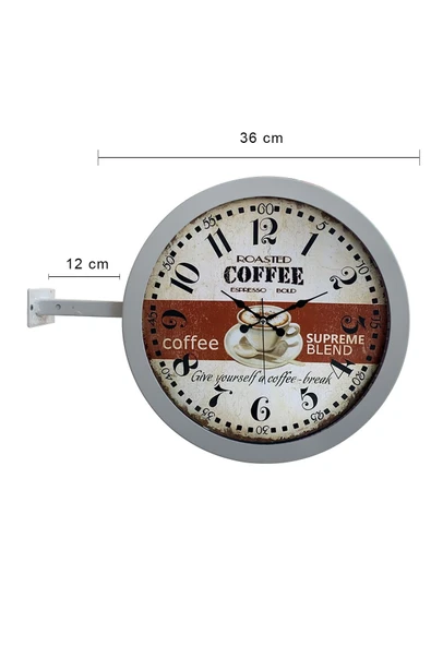 Kasva Concept Hediyelik 36 Cm Beyaz Metal Espresso Istasyon Duvar Saati - 4