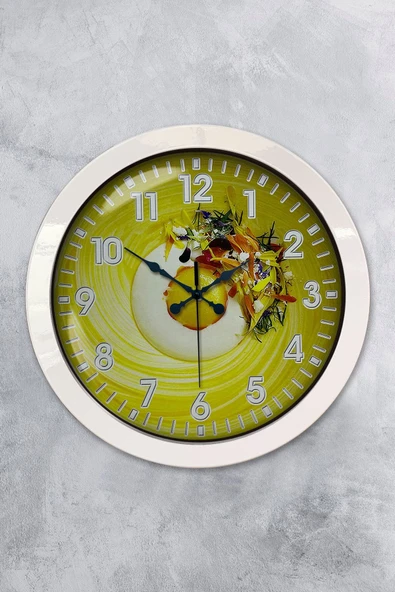 Kasva Concept Hediyelik 36 Cm Beyaz Metal Mutfak Duvar Saati