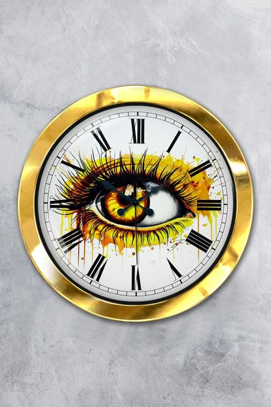 Kasva Concept Hediyelik 36 Cm Gold Metal Göz Duvar Saati