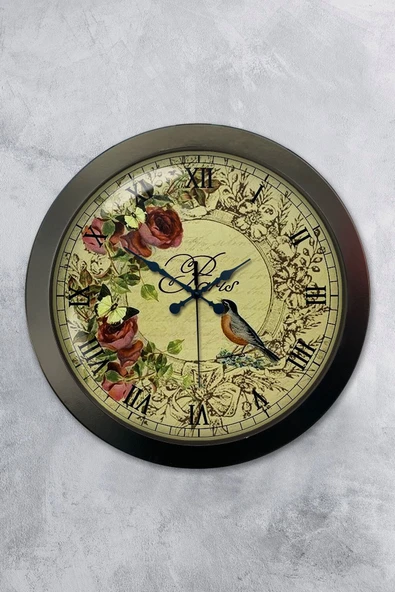 Kasva Concept Hediyelik 36 Cm Siyah Metal Paris Duvar Saati
