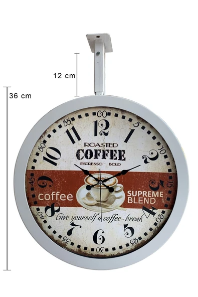 Kasva Concept Hediyelik 36 Cm Beyaz Metal Espresso Istasyon Tavan Saati - 4