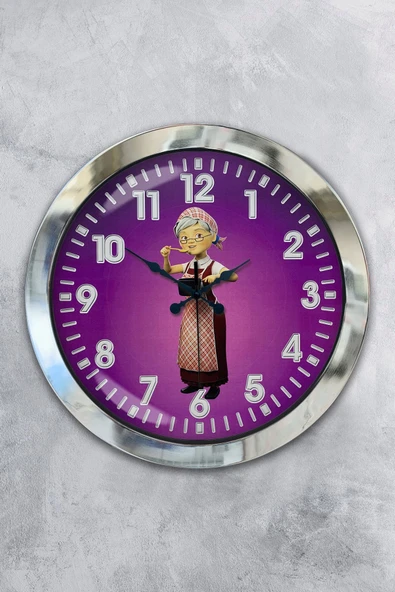 Kasva Concept Hediyelik 36 Cm Krom Metal Çizgi Teyze Duvar Saati - 1