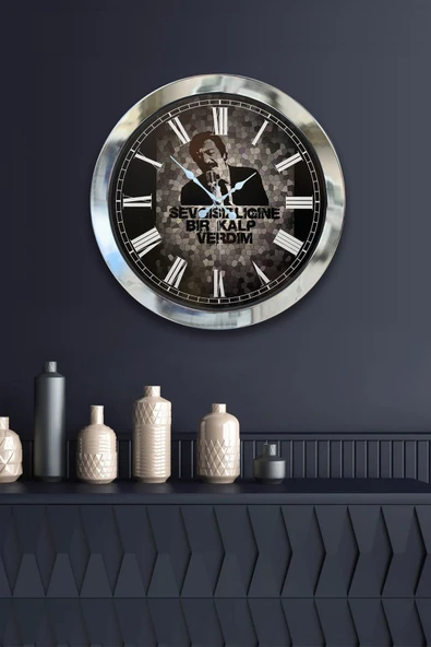 Kasva Concept Hediyelik 36 Cm Krom Metal Müslüm Gürses Duvar Saati - 2