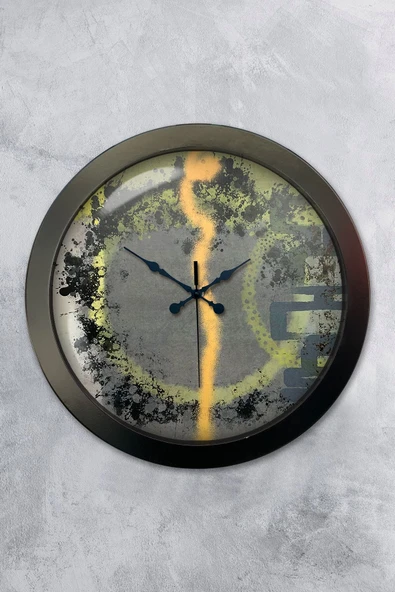 Kasva Concept Hediyelik 36 Cm Siyah Metal Modern Çizgi Duvar Saati