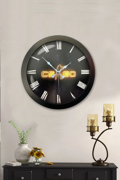 Kasva Concept Hediyelik 36 Cm Siyah Metal Csgo Duvar Saati - 2