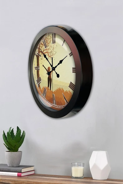Kasva Concept Hediyelik 36 Cm Siyah Metal Özgürlük Duvar Saati - 3