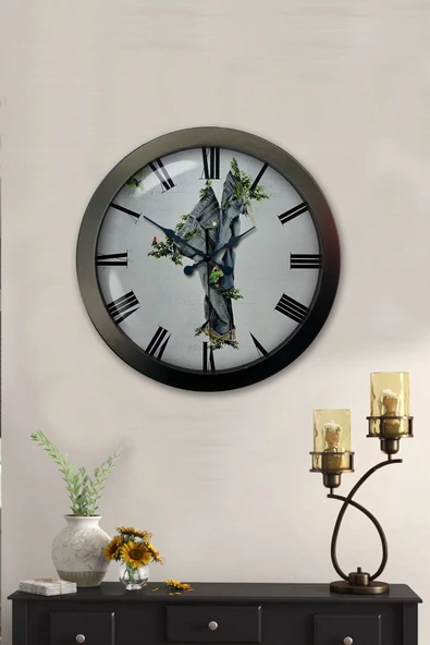 Kasva Concept Hediyelik 36 Cm Antrasit Metal Tekstil Duvar Saati - 2