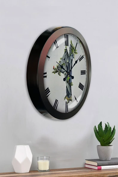 Kasva Concept Hediyelik 36 Cm Antrasit Metal Tekstil Duvar Saati - 4
