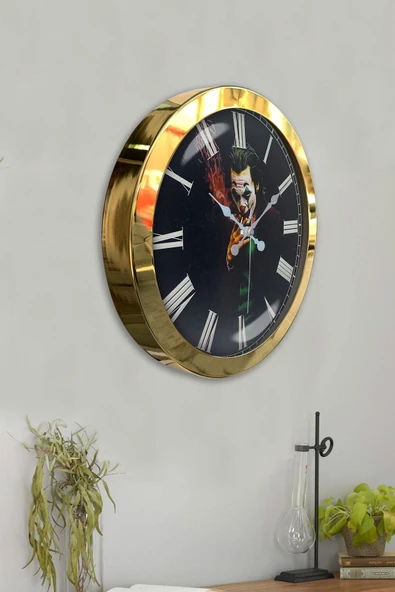 Kasva Concept Hediyelik 36 Cm Gold Metal Joker Duvar Saati - 4