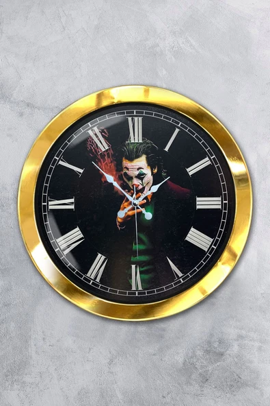 Kasva Concept Hediyelik 36 Cm Gold Metal Joker Duvar Saati