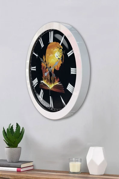 Kasva Concept Hediyelik 36 Cm Beyaz Metal Kitap - Insan Duvar Saati - 3