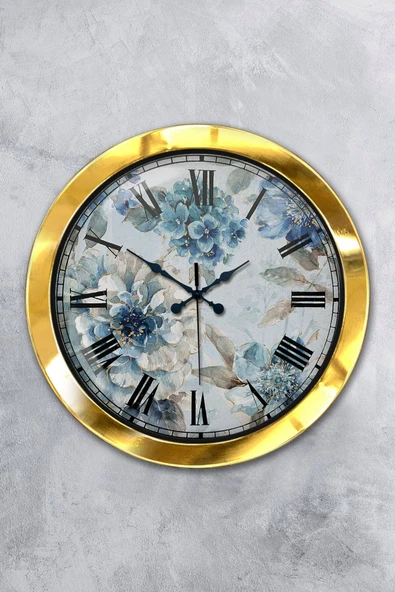 Kasva Concept Hediyelik 36 Cm Gold Metal Sanat Duvar Saati