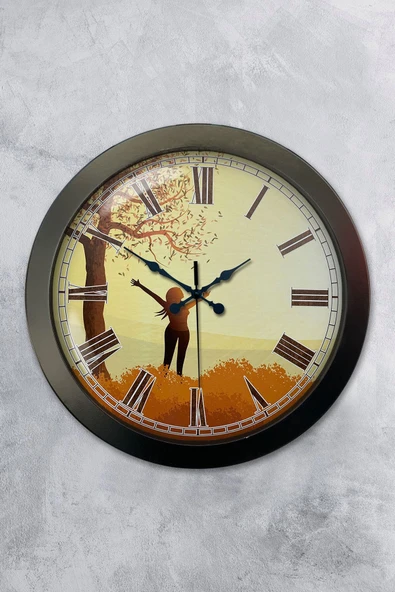 Kasva Concept Hediyelik 36 Cm Siyah Metal Özgürlük Duvar Saati - 1