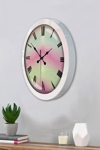 Kasva Concept Hediyelik 36 Cm Beyaz Metal Alacalı Duvar Saati - 3