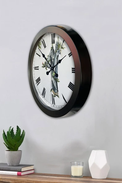 Kasva Concept Hediyelik 36 Cm Antrasit Metal Tekstil Duvar Saati - 3